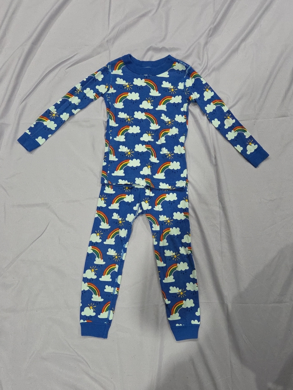 Hanna Andersson Blue Rainbow & Cloud Pajama Set, Size 5